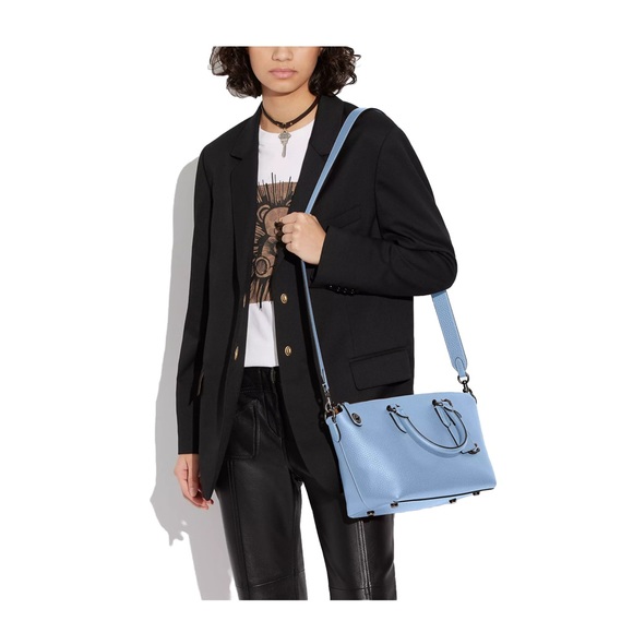 COACH Cara Soft Pebble Leather Crossbody Satchel/blue/Pool/nwt - Picture 3 of 5